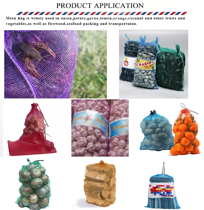 PP/PE Woven Drawstring Mesh Bags for Packing Wood Vegetables and Fruits Mesh Net Sacks